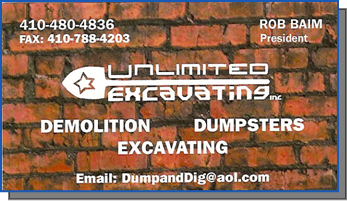Unlimited Excavating Business Card in Baltimore, MD - Unlimited Excavating, Inc.